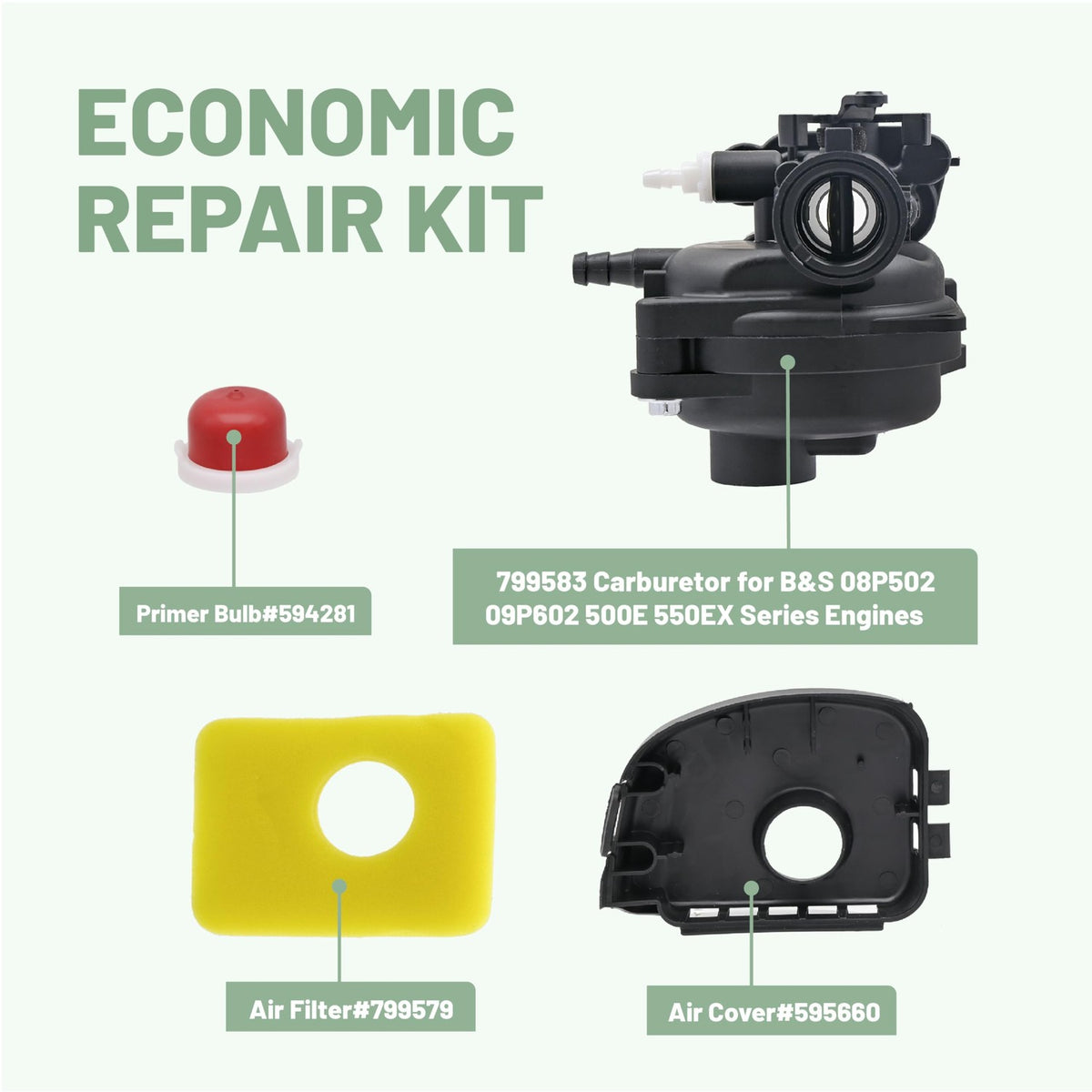 Premium imported Carburetor Kits for B&S Engines, featuring essential parts for efficient repairs. Available at Curat Cart.