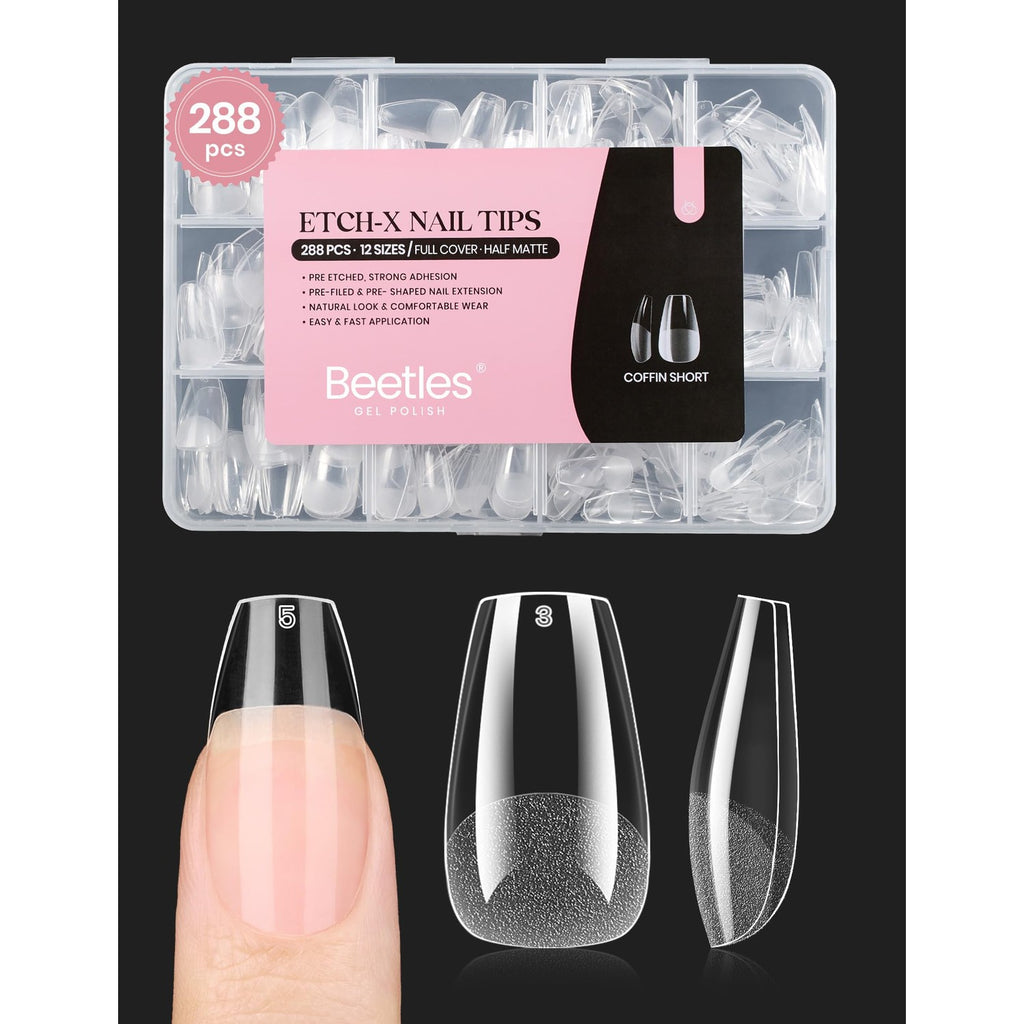 Buy now beetles Gel Polish 2Pcs 15ml Nail Glue Kit for Acrylic Nails, 5 in 1 Super Strong Brush in Nail Gel Glue for False Nails Tips and Gel Nail Polish Led Lamp Required 2-1-Coffin Short 288pcs (Etch X Nail Tips) at indiglob india