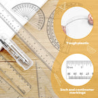 Premium imported Geometry Set with clear plastic rulers featuring inch and centimeter markings, available at Curat Cart.