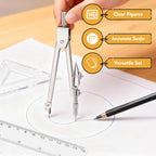 Versatile Geometry Set Clear Plastic Rulers with compasses for precise drawings, specially curated by Curat Cart.
