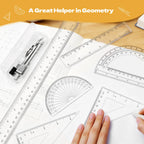 Clear plastic rulers and protractor from the Geometry Set, perfect for precise measurements. Elevate your studies with Curat Cart.