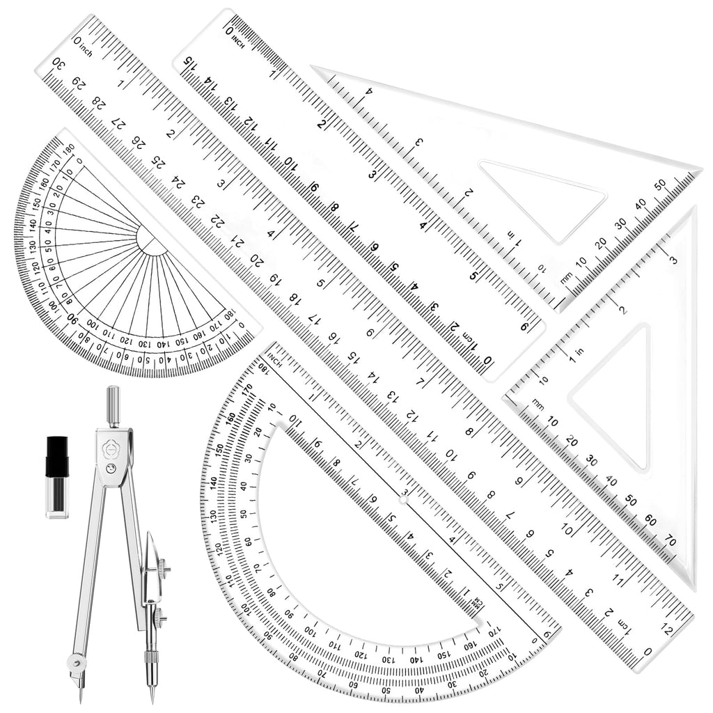 Explore premium imported Geometry Set Clear Plastic Rulers at Curat Cart, featuring precision tools for perfect measurements.