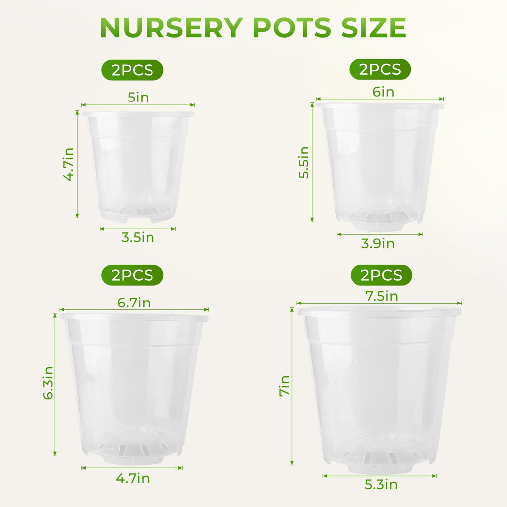Clear nursery pots with drainage holes available at Curat Cart for optimal plant health. 100% Authentic and available in India.