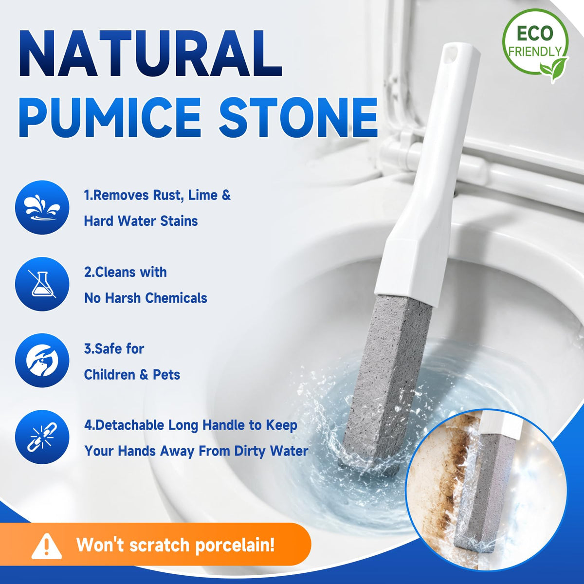 Discover the premium imported pumice stone toilet bowl cleaner from Curat Cart, effectively removing stains without harsh chemicals.