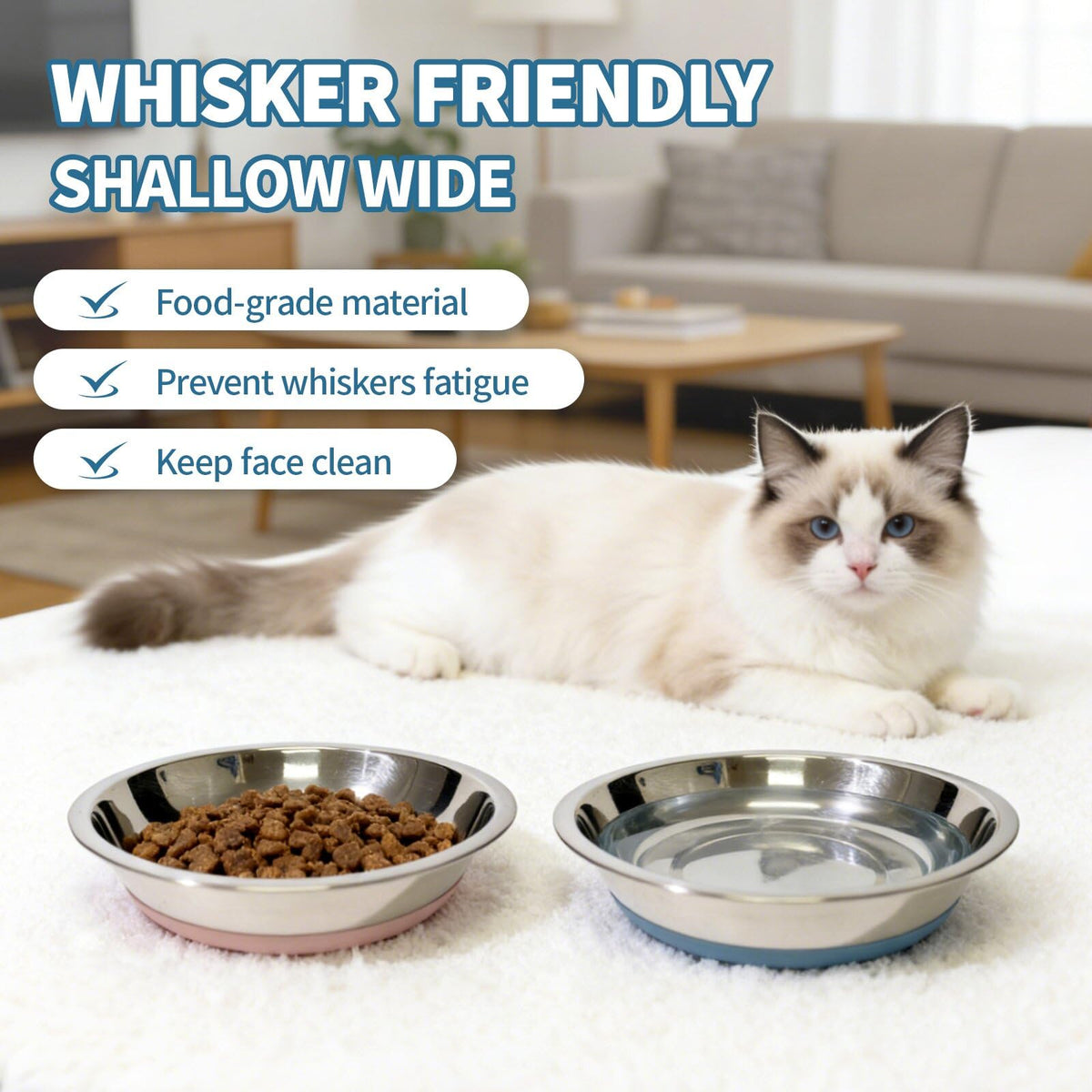 Discover stainless steel cat bowls at Curat Cart, designed to prevent whisker fatigue and ensure easy cleaning. Perfect for daily use.
