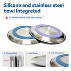 Stylish stainless steel cat food bowls with anti-slip bottoms, 100% Authentic and available in India at Curat Cart.