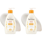 Aveeno Protect + Hydrate Sunscreen Lotion for Body & Face with Prebiotic Oat, SPF 60 Broad Spectrum Sunscreen, Paraben, & Oil Free, Water & Sweat Resistant (80-min) for Sensitive Skin, 12 FI Oz