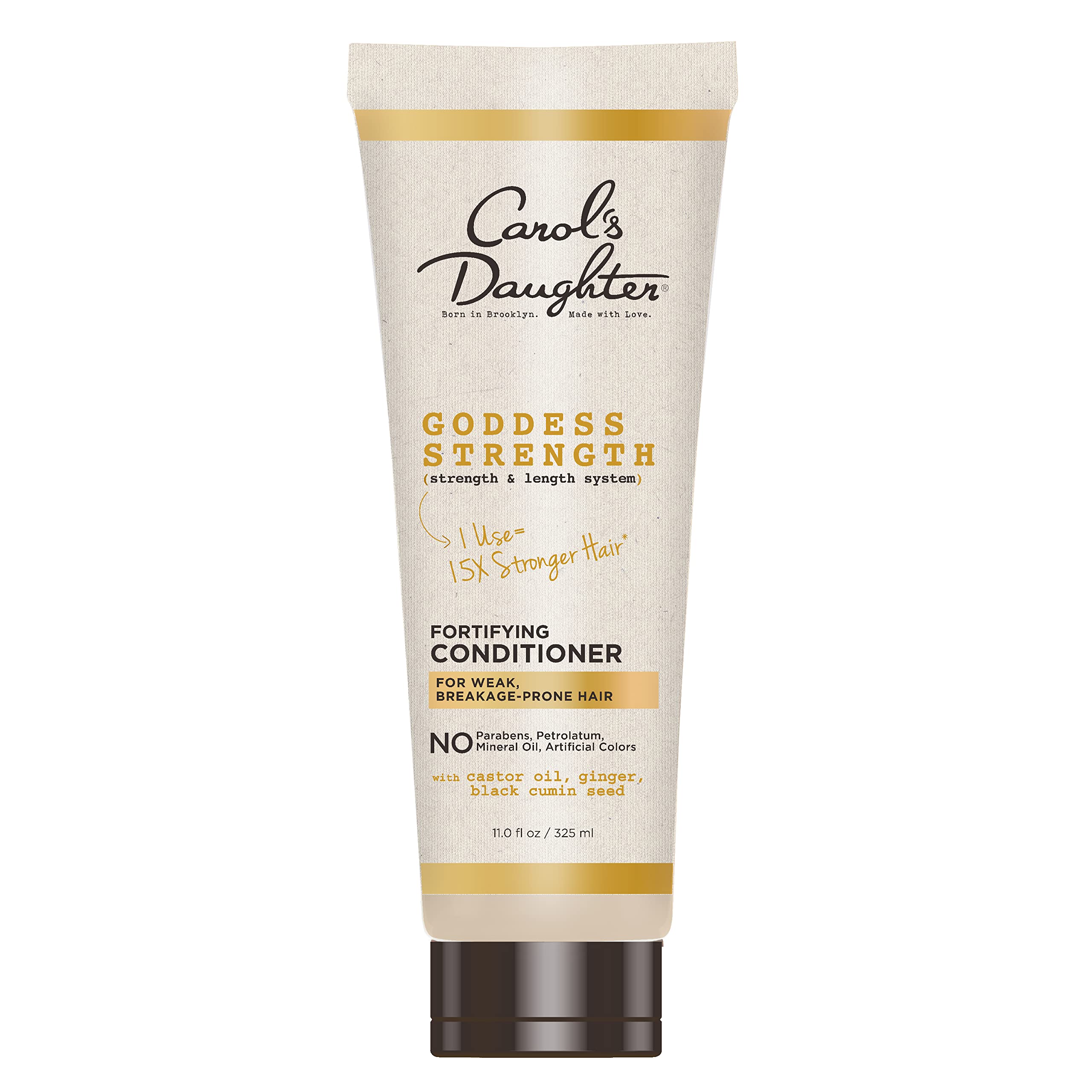 Carol's Daughter Goddess Strength Fortifying Conditioner For Wavy, Coily and Curly Hair, Sulfate Free Conditioner with Castor Oil for Weak Hair, 11 Fl Oz
