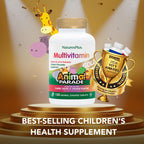 NaturesPlus Animal Parade Gold Children's Multivitamin - Assorted Cherry, Orange & Grape Flavors - 120 Chewable Animal-Shaped Tablets - Vegetarian, Gluten Free - 60 Servings