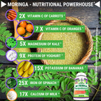 FRESH HEALTHCARE Moringa Capsules - 100% Pure Leaf Powder Supplement, 180 Pills, Non-GMO, 3 Month Supply, Complete Green Superfood for Energy, Skin, Immune and Gut Health Support