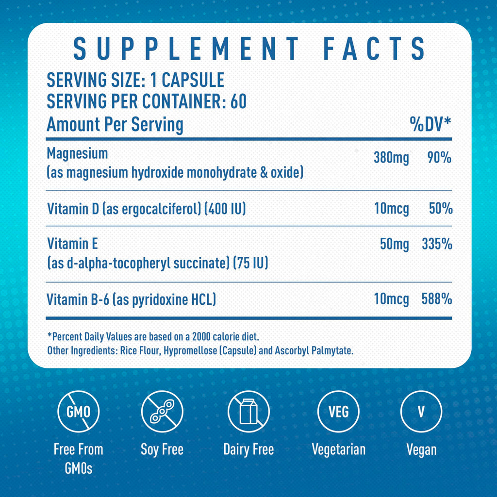 MGSPORT Magnesium Supplement 380mg, 60 Servings | High Intracellular Absorption Complex Formula, With Vitamins B6, D, E, Supports Muscle Function, Supports Sleep Quality