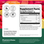 Physician's CHOICE Fiber Gummies for GLP-1 Support - No Sugar Added & Vegan - Raspberry Lemon - Natural Chicory Root Prebiotic Fiber Gummy - Digestive Health & Regularity for Women & Men - 60CT