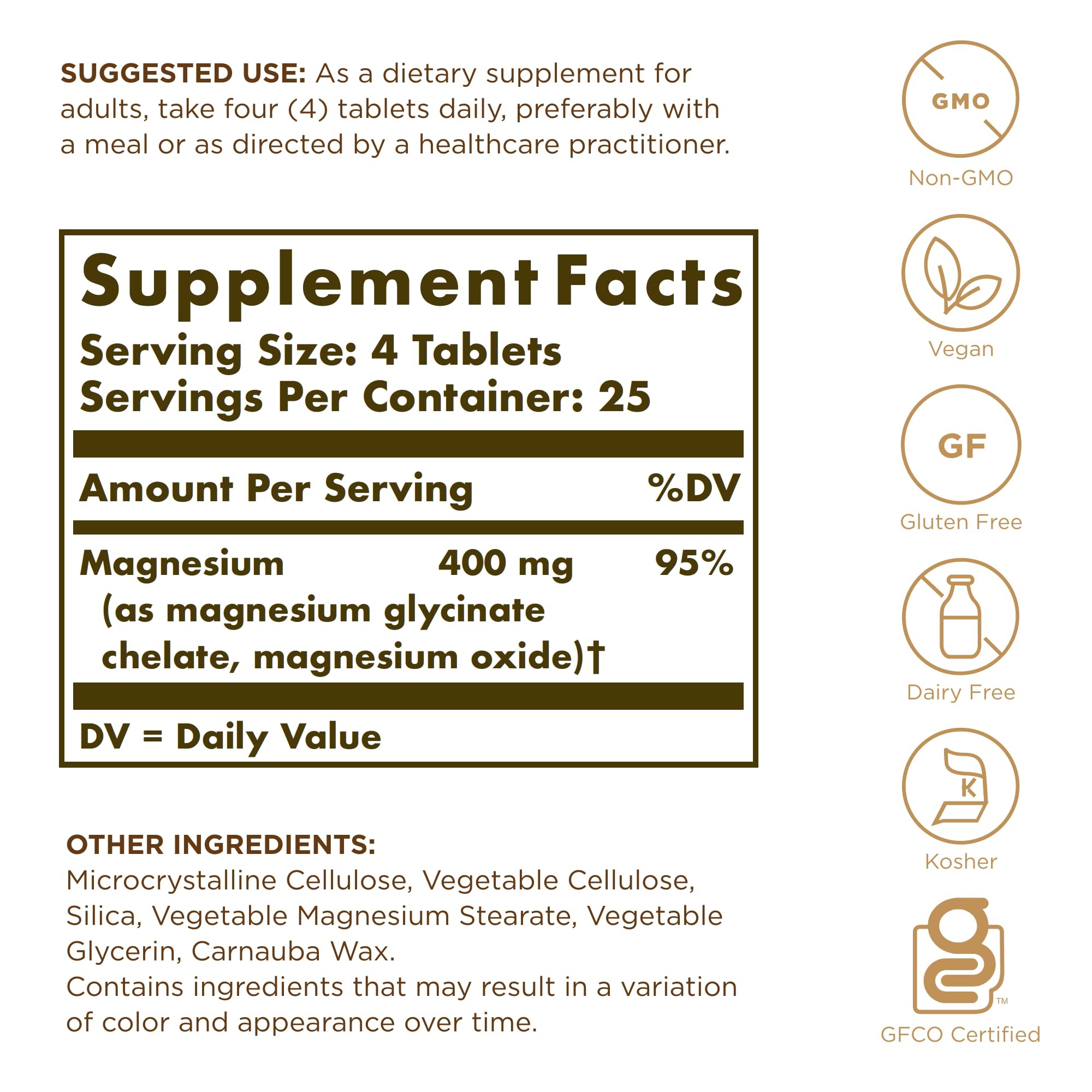 Solgar, Chelated Magnesium Prop 65, 100 Tablets