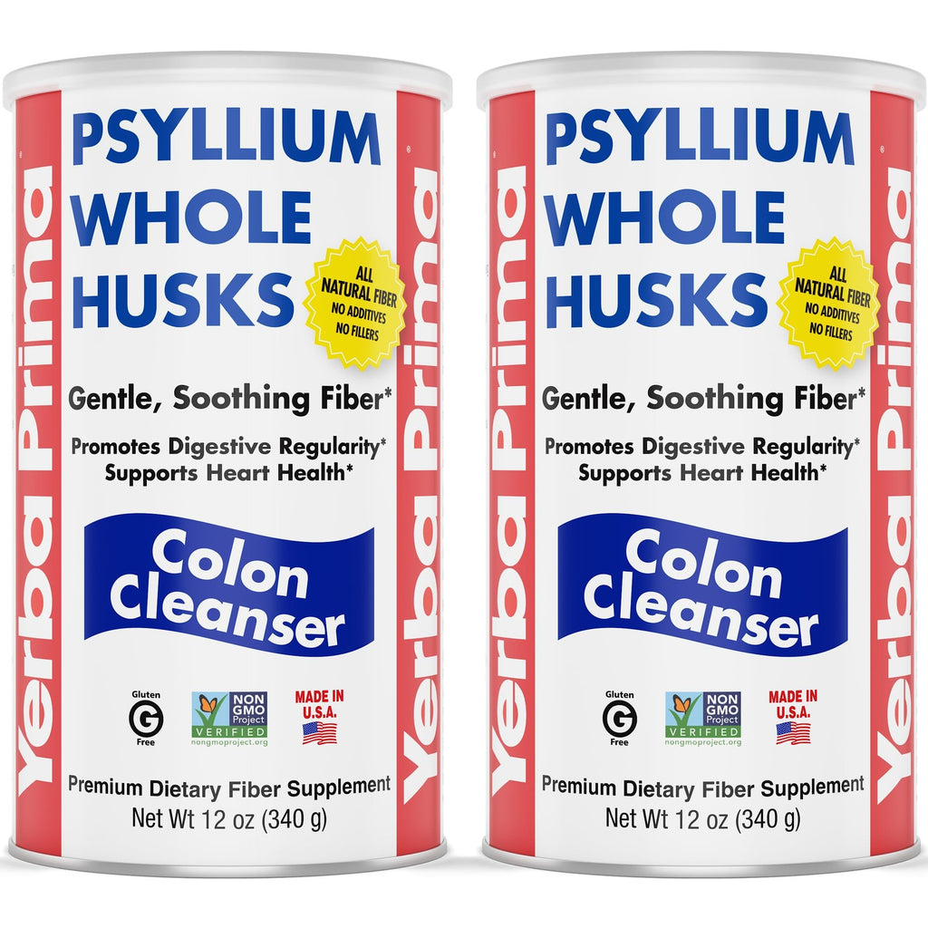Yerba Prima Psyllium Whole Husks, Colon Cleanser 12 oz (Pack of 2) - All Natural Dietary Fiber, Pure Premium Psyllium, Lab-Tested Non-GMO, Gluten-Free Fiber