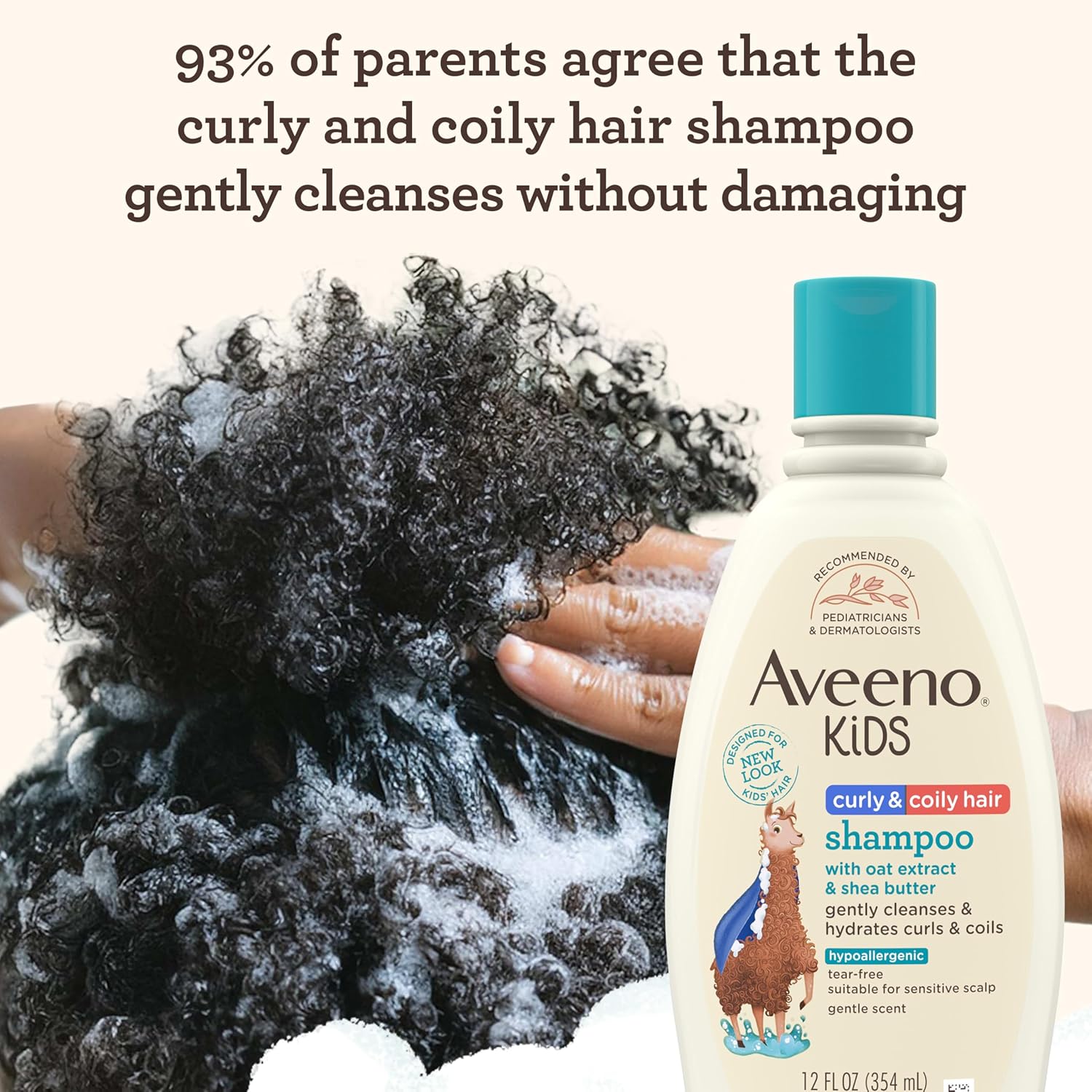 Buy now Aveeno Kids Curly & Coily Hair Shampoo, Hydrating Shampoo for Type 3 & 4 Hair, Kids Curly Hair Products suitable for Sensitive Scalps with Oat Extract & Shea Butter, Paraben-Free, 12 fl. oz at indiglob india