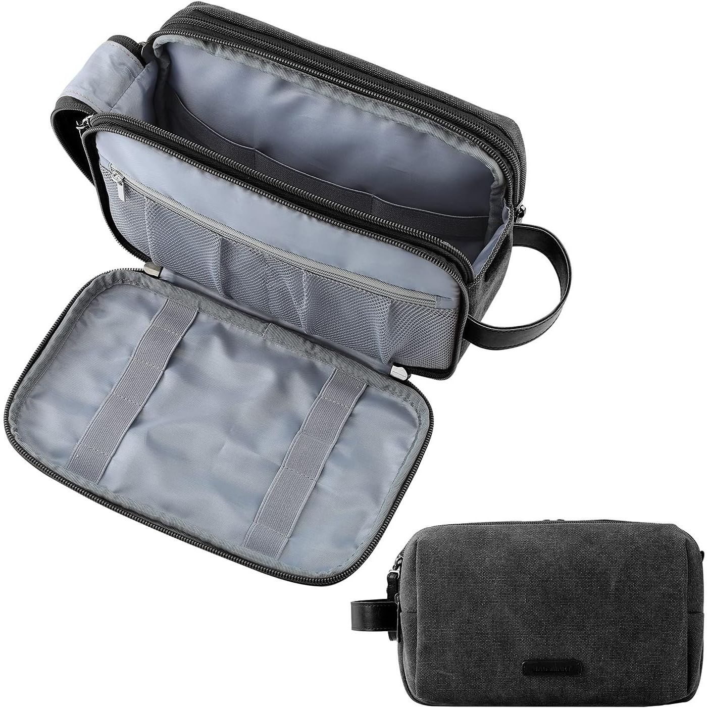 Buy now BAGSMART Toiletry Bag for Men, Canvas Travel Toiletry Organizer Dopp Kit Water-resistant Shaving Bag for Toiletries Accessories,Grey-Medium Medium Black at indiglob india