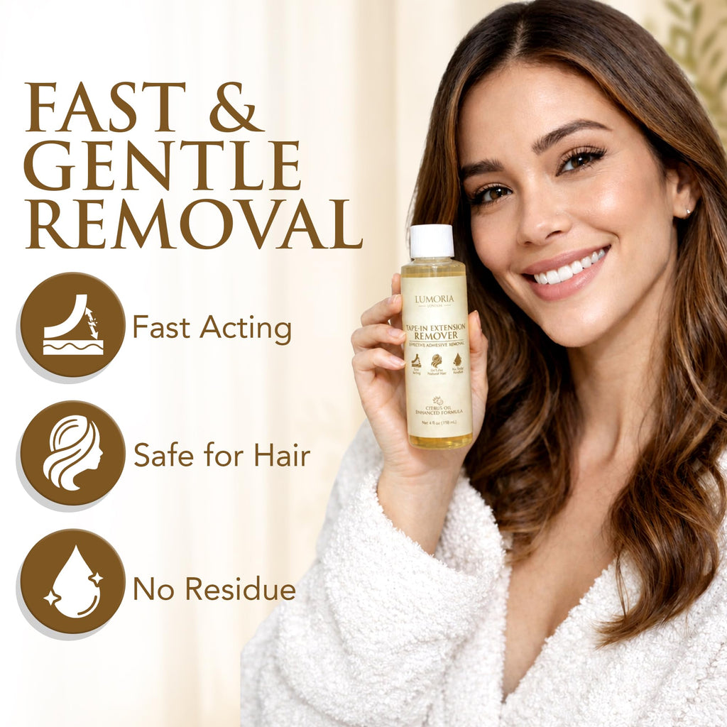 Tape in Extension Remover Spray, Fast Acting Wig Glue Remover & Adhesive Residue Hair Glue Remover, Lace Wigs, Hairpieces & Double Sided Extension Tape in Remover, Gentle on Skin, 4oz/118ml