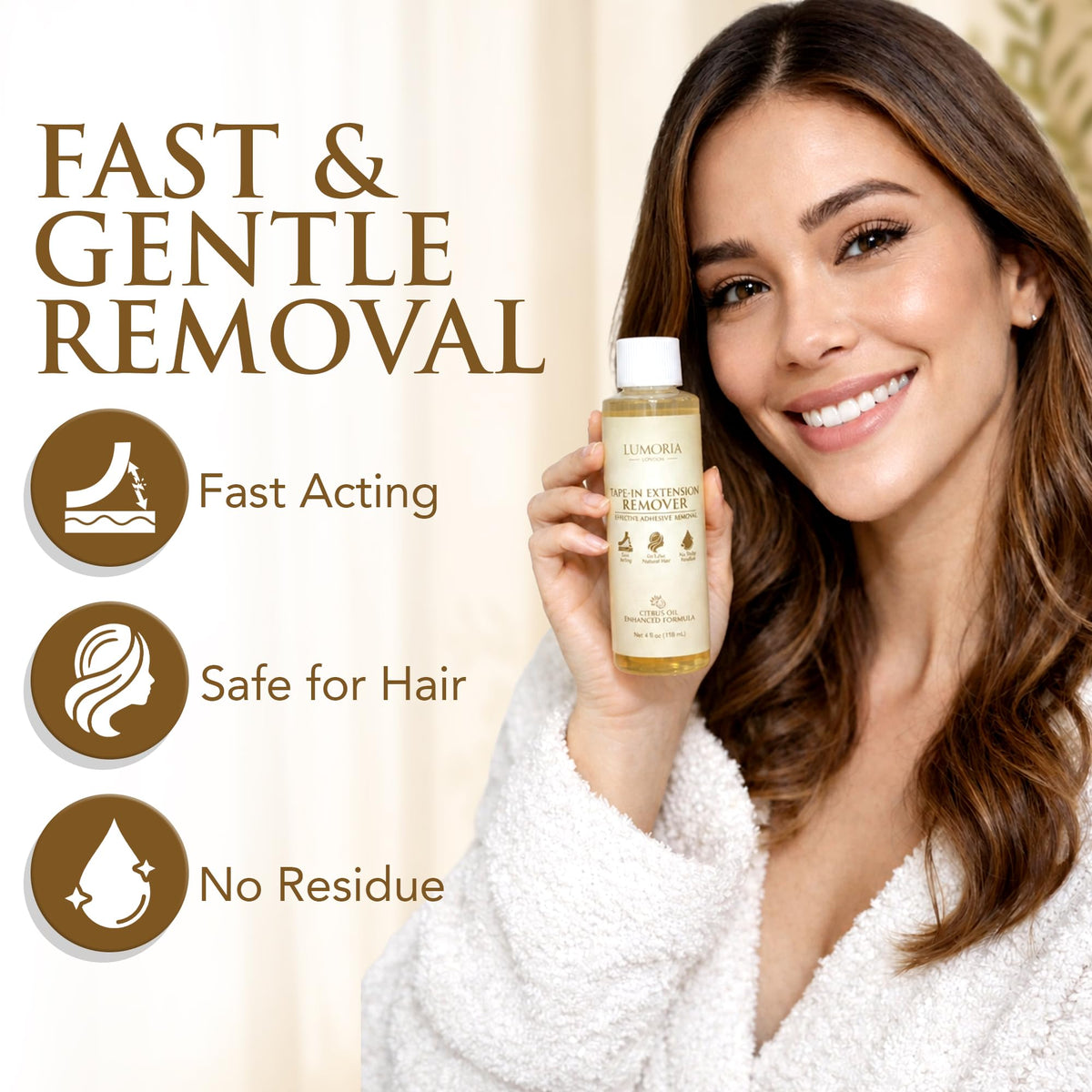 Tape in Extension Remover Spray, Fast Acting Wig Glue Remover & Adhesive Residue Hair Glue Remover, Lace Wigs, Hairpieces & Double Sided Extension Tape in Remover, Gentle on Skin, 4oz/118ml
