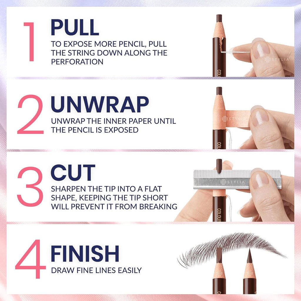 Buy now Stylia Waterproof Eyebrow Pencils For Women â€“ Long-Lasting Microblading Supplies Brow Pencil, Perfect for Eyebrow Shaper, Filling & Defining Natural-Looking Brow - (12PC Black) at indiglob india