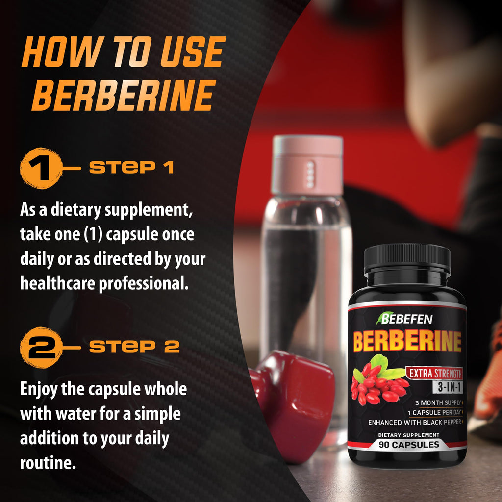 Berberine Capsules with Black Pepper Extract - 90 Capsules - 3 Month Supply