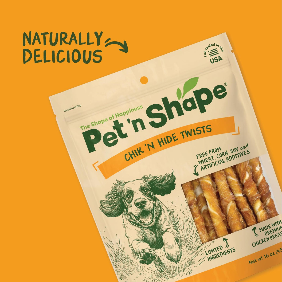 Pet 'n Shape Chik 'n Hide Twists, Chicken Wrapped Rawhide Dog Treats, 16 oz