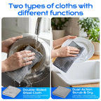 Solara Lux Scrub Cloths,Dual Action Scrubber Pads with Soft Cotton Cloth Backing, Multi-Purpose Kitchen Cleaning Rags for Stove, Bathroom, Stainless Steel, Non-Scratch & Absorbent (6+6 Combo)