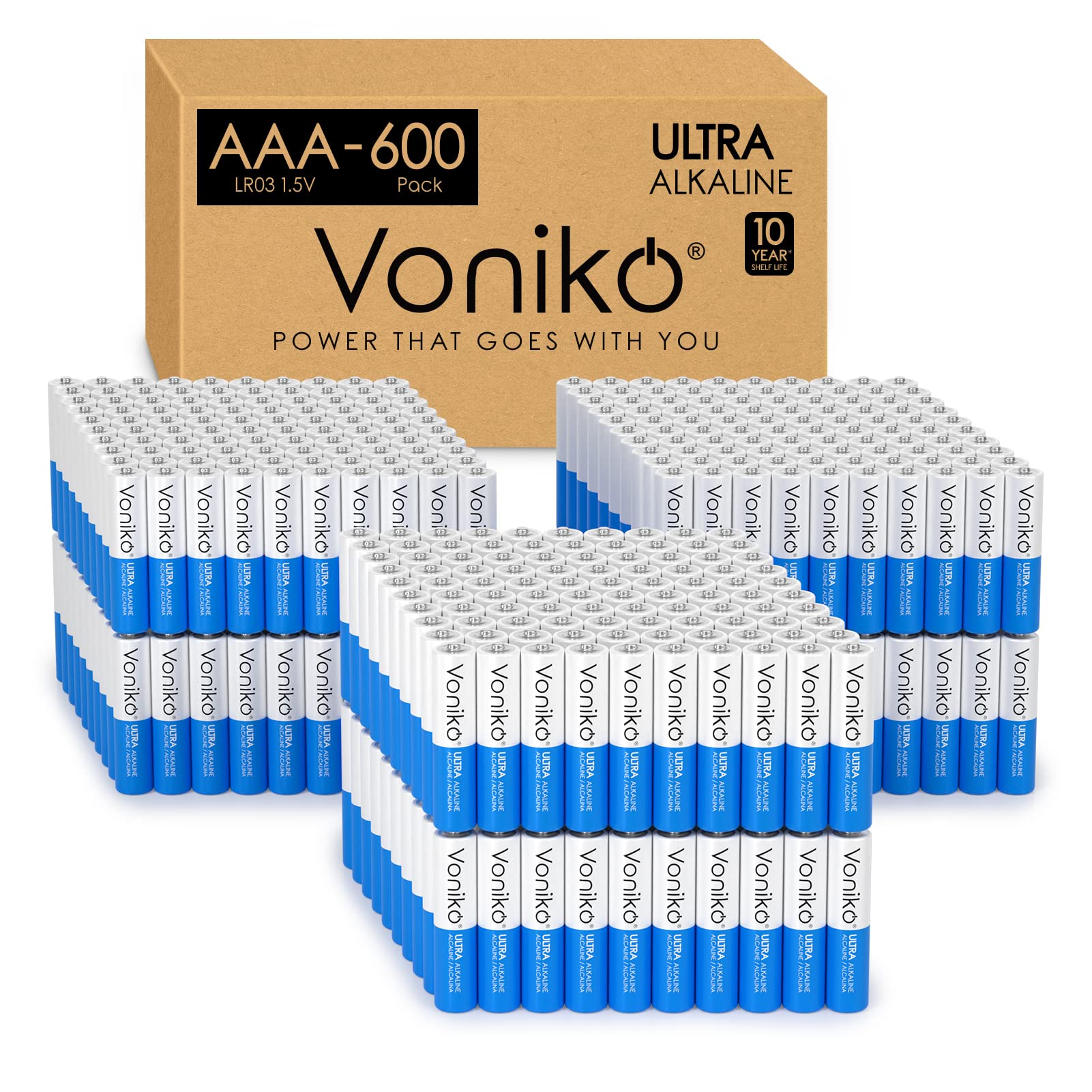 Buy now Voniko Ultra AAA Batteries 24 Pack - Alkaline Triple A Battery, Ultra Long-Lasting for All Your Devices, 10-Year Shelf Life, Leak-Proof & Mercury-Free 600 Count (Pack of 1) AAA at indiglob india