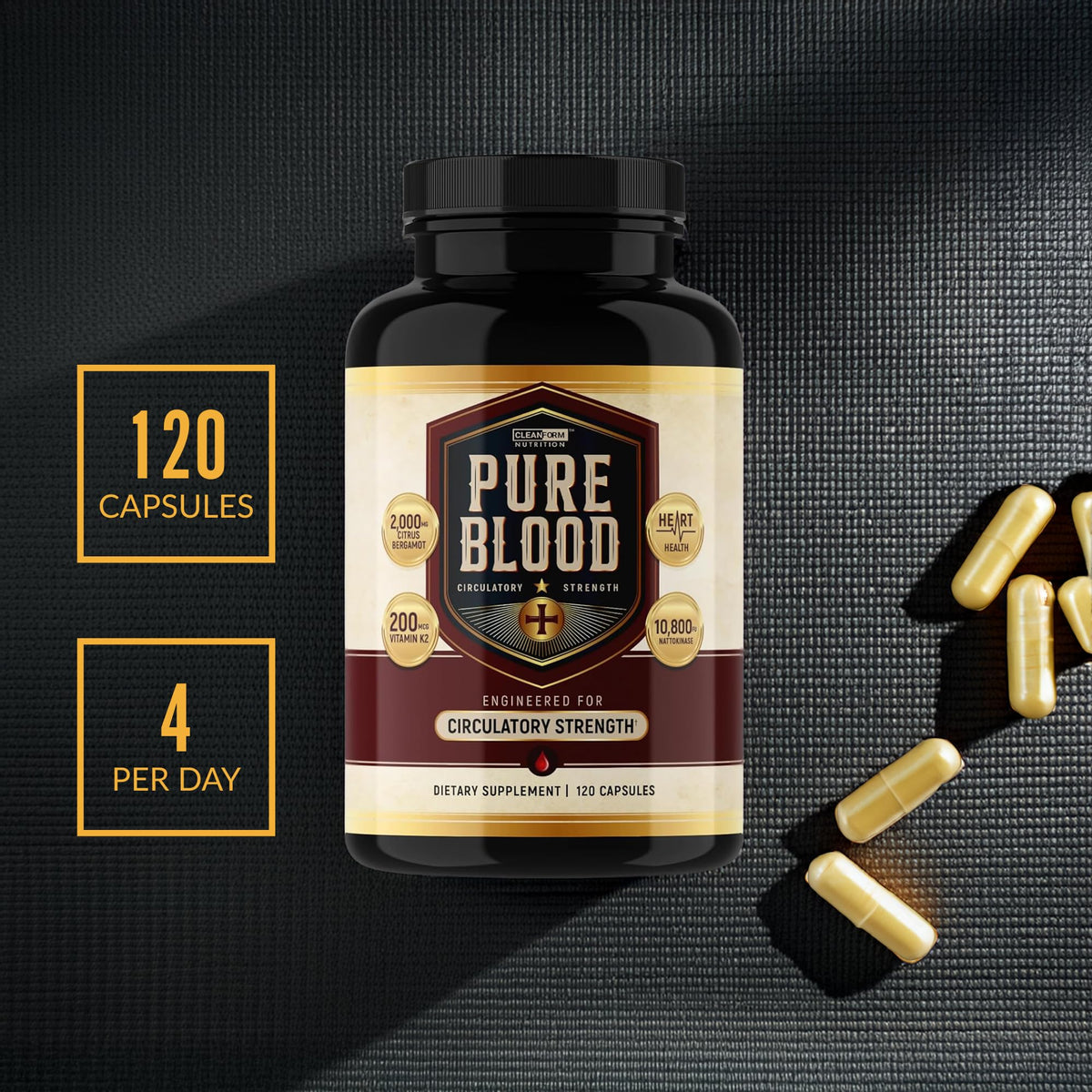 Cleanform PureBlood Circulatory Wellness Formula, 120 Vegetarian Capsules