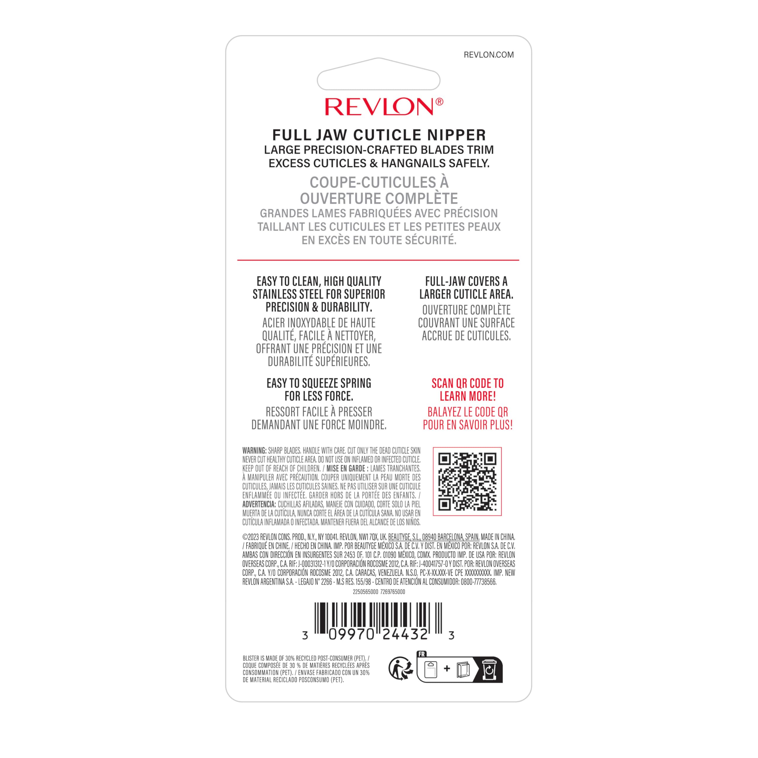 Buy now Revlon Full Jaw Cuticle Nipper, Manicure Tool for Nail Care, Made with Stainless Steel, High Precision Blade, Easy to Squeeze Spring, 1 Count at indiglob india