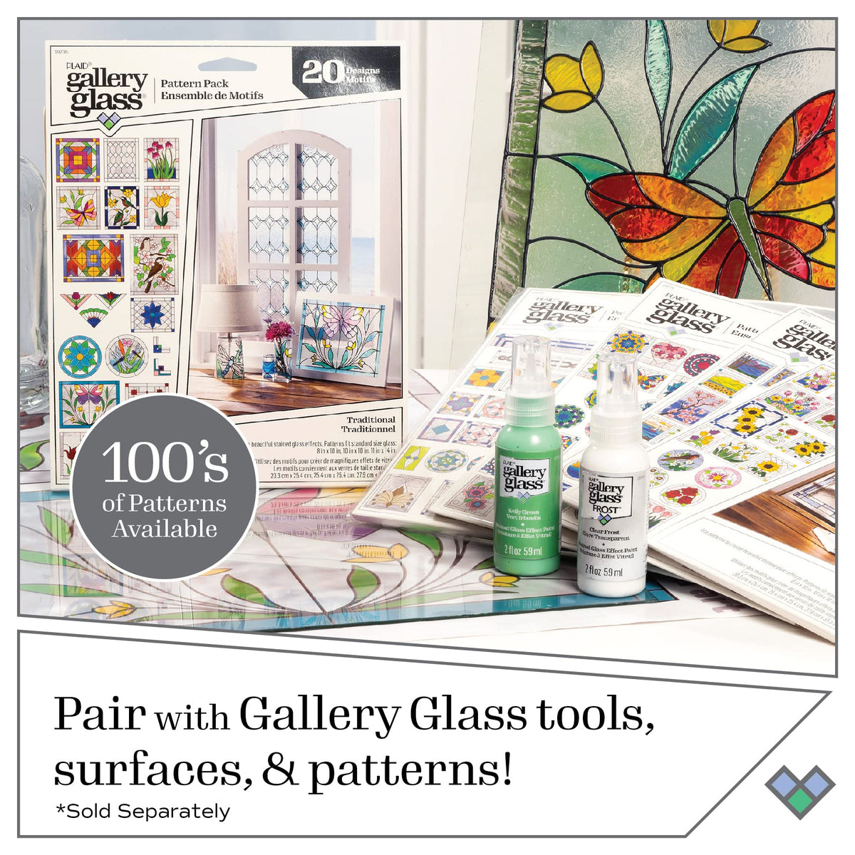 Gallery Glass PROMOGGJL22 Jewel Tones Stained Glass Painting Kit, 8 Piece Glass Paint Set for DIY Arts and Crafts, Perfect for Beginners and Artists