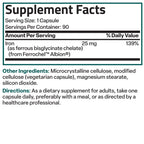 Bronson Iron Bisglycinate 25 mg, 90 Vegetarian Capsules | Gentle on the Stomach, Non-Constipating, Supports Energy & Red Blood Cell Production, Non-GMO, Gluten-Free & Soy-Free