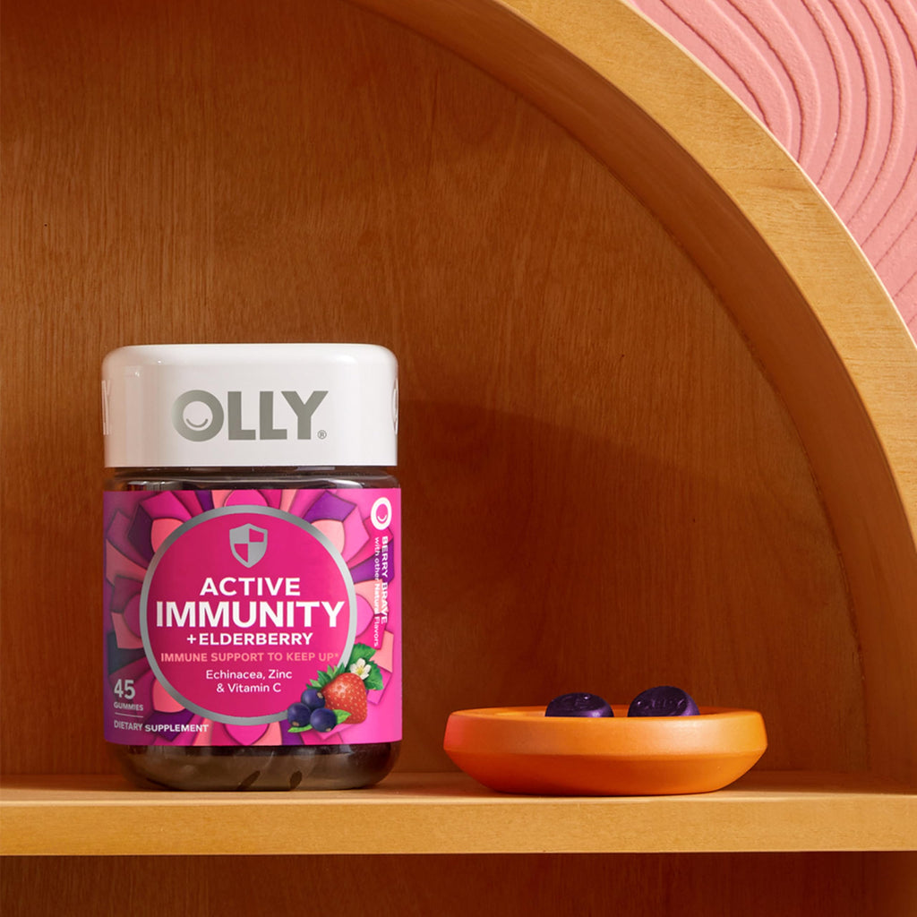 Olly Gummy Active Immunity+Elderberry, 45 Gummies (1 Pack), Berry Flavor