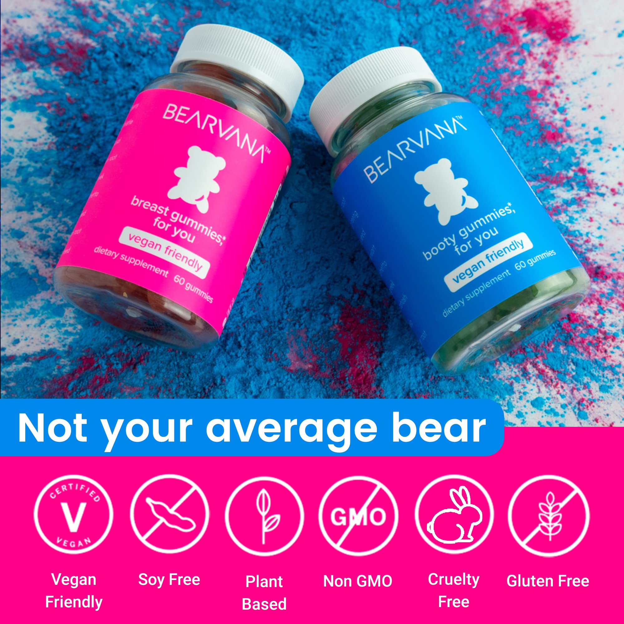 BEARVANA Top & Peach Support Women's Multivitamin Gummies, 120 CT(Berry) | Plant-Based Multivitamin Supplement for Women's Daily Wellness Support, Vegan-Friendly, Gluten-Free, Cruelty-Free and Non-GMO