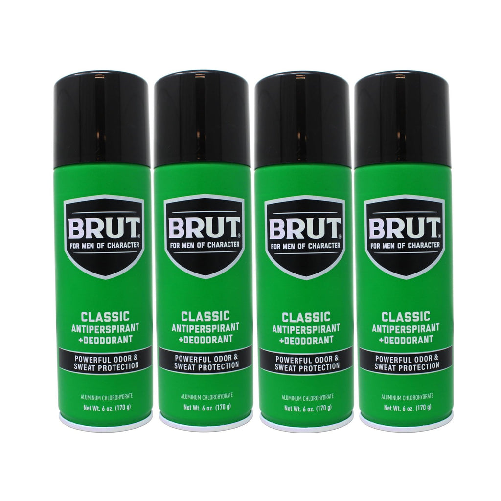 BRUT Anti-Perspirant Deodorant Spray, Classic 6 oz (Pack of 4)