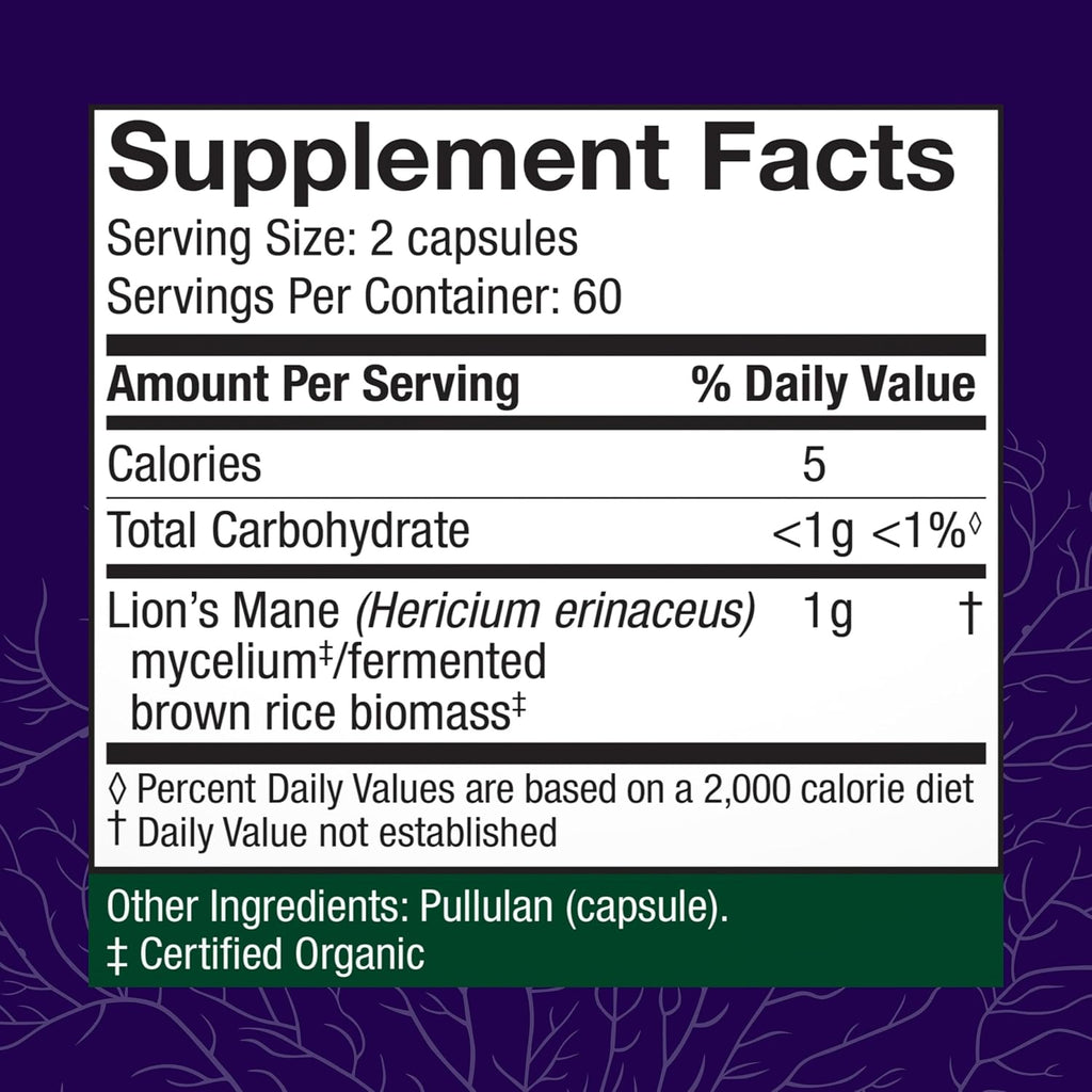 Buy now Host Defense Mushrooms Lion's Mane - Supplement Capsules for Brain Health Support - Mushroom Support for Focus & Memory Function - Immune & Nervous System Supplement - 120 Capsules (60 Servings)* at indiglob india