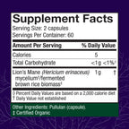Host Defense Lion's Mane, Brain Health & Focus Support, 120 Capsules | Brain Health Support Supplement to Aid Mental Clarity, Focus, and Memory Function, Immune System Support, 60 Servings