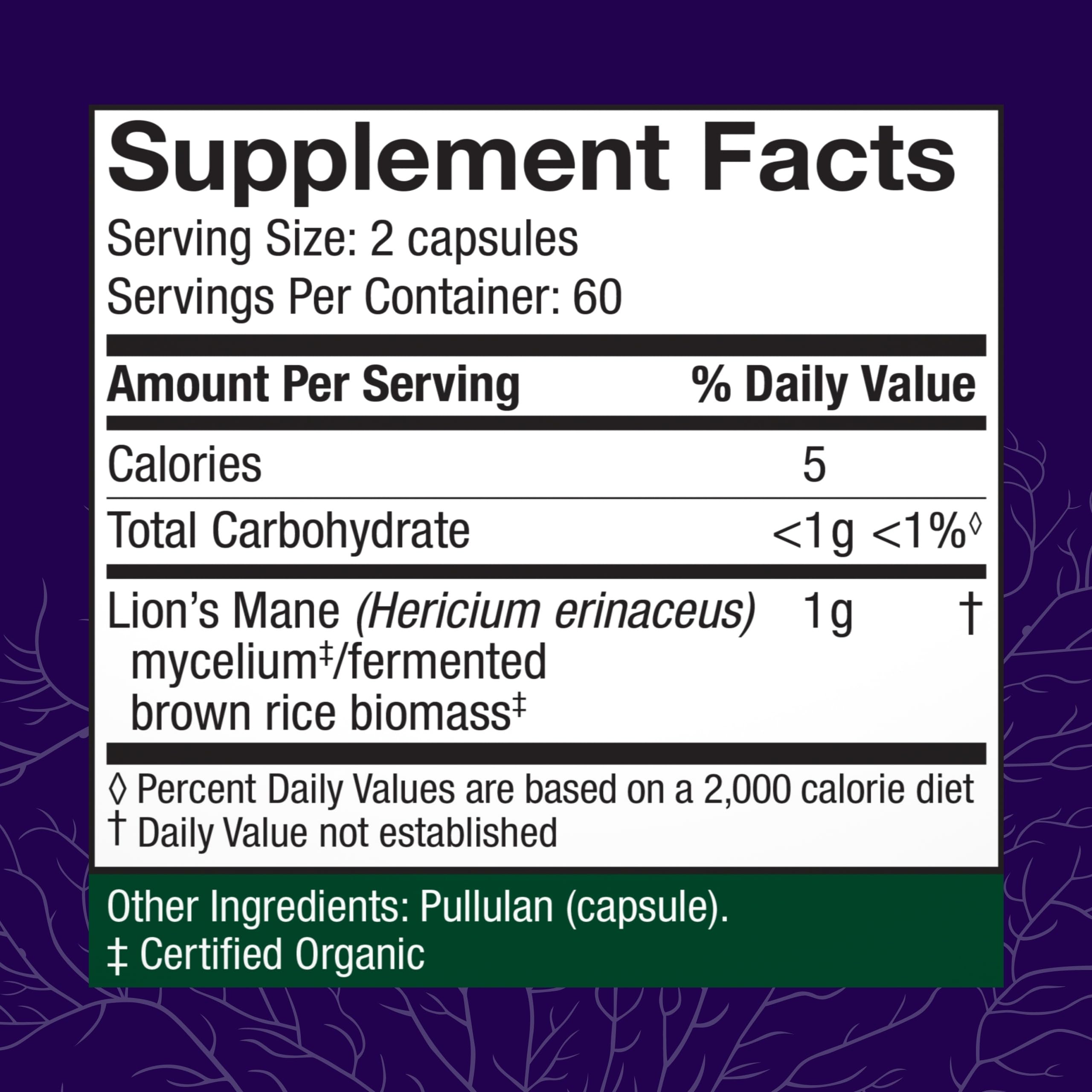 Host Defense Lion's Mane, Brain Health & Focus Support, 120 Capsules | Brain Health Support Supplement to Aid Mental Clarity, Focus, and Memory Function, Immune System Support, 60 Servings