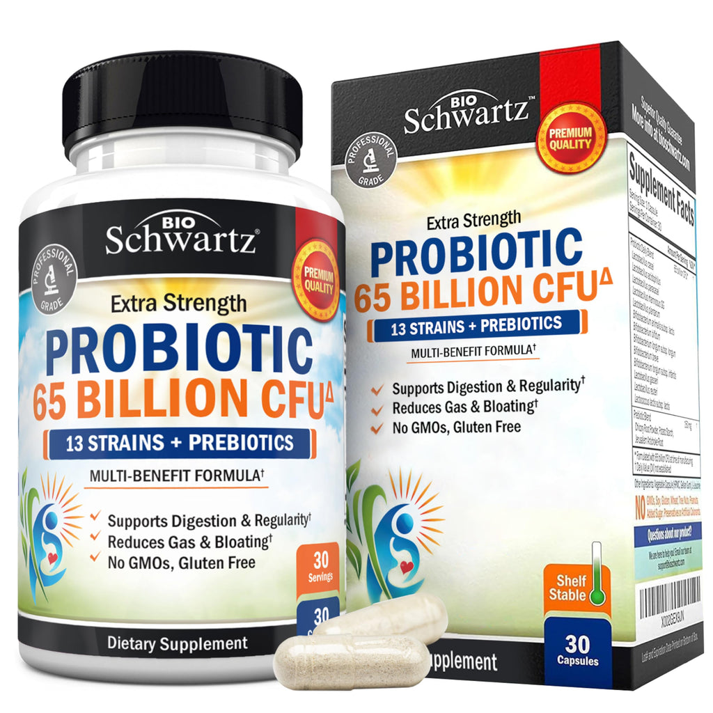 Probiotic 40 Billion CFU with Organic Prebiotics for Gut Health, 60 Count | Probiotics for Men and Women, Immune & Digestive Health Support with Lactobacillus from BioSchwartz, Non-GMO, Shelf Stable