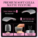 Luckyfairy Square Toe Nail Tips, 504Pcs 15 Sizes Full Cover Press On Toenails for Women, Long Wider Pre-etched Double Matte Fake Toenails for Big Toe Nail Extensions Home DIY Salon Soak Off