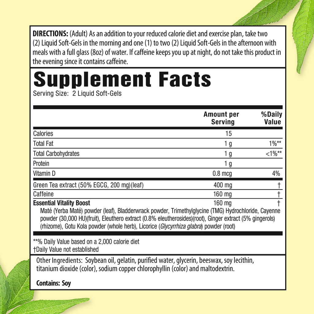 Applied Nutrition Green Tea Fat Burner Weight Loss 90 Softgels (2 Pack) | Green Tea Extract with EGCG + Green Coffee Bean | Supports Calorie Burn Energy & Antioxidant Support | 2X90 Liquid Soft-Gels