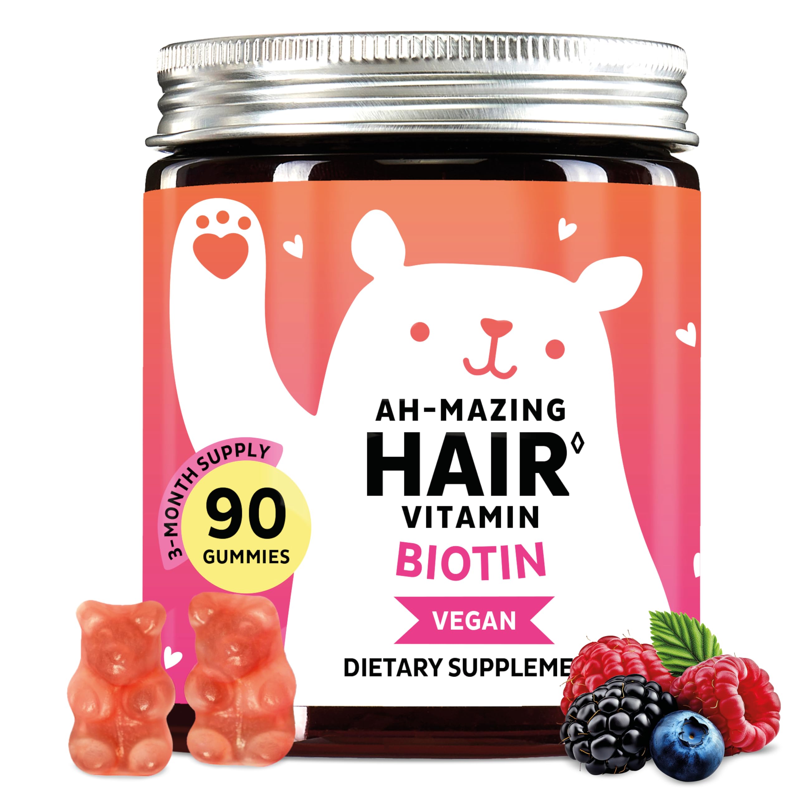 Bears with Benefits Biotin 5,000 mcg Hair Growth Gummies | Complete beauty formula with Vitamins C & E, Zinc and Iodine to support healthy hair, glowing skin and stronger nails.