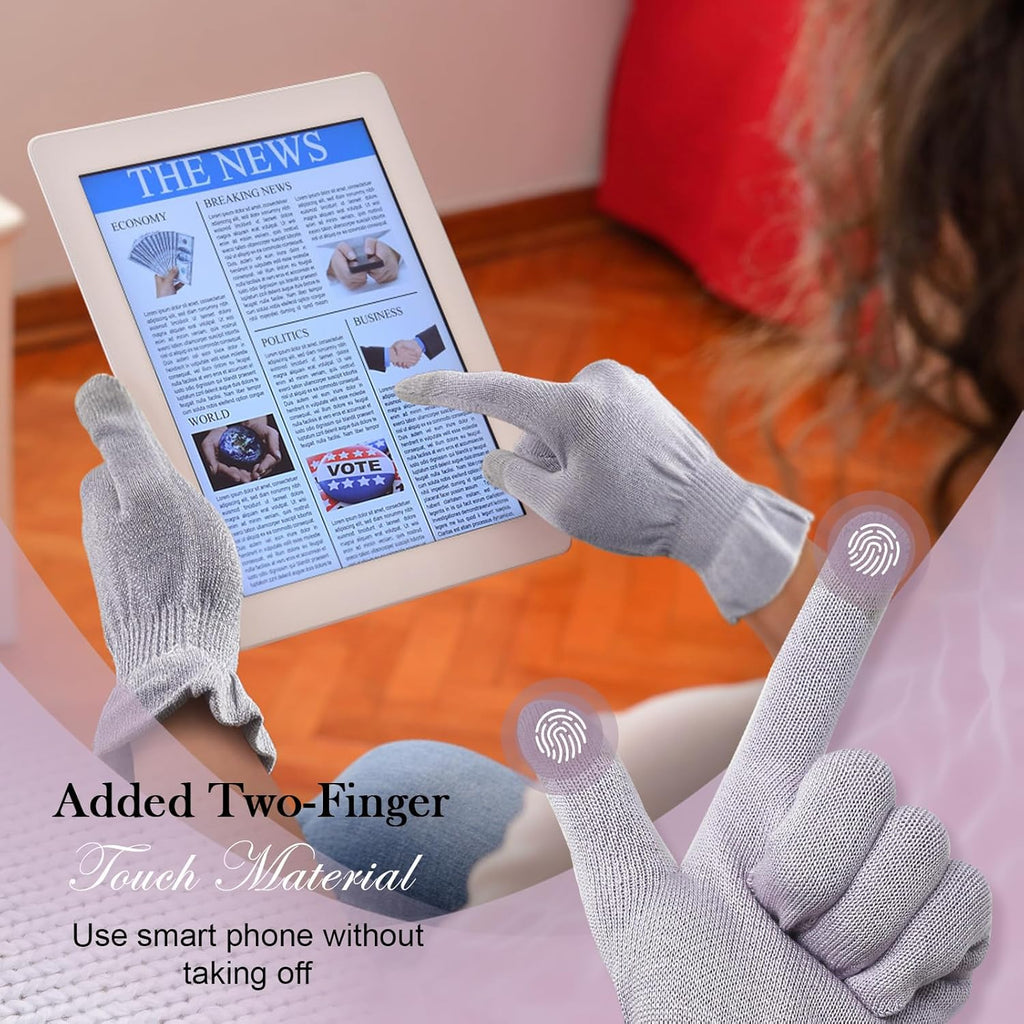Buy now MIG4U Moisturizing Beauty Gloves Touchscreen Overnight Sleeping Glove for Women Dry Hands, Nighttime Lotion, Eczema, SPA, Cosmetic Treatment, Grey Purple 3 Pairs Size S/M at indiglob india