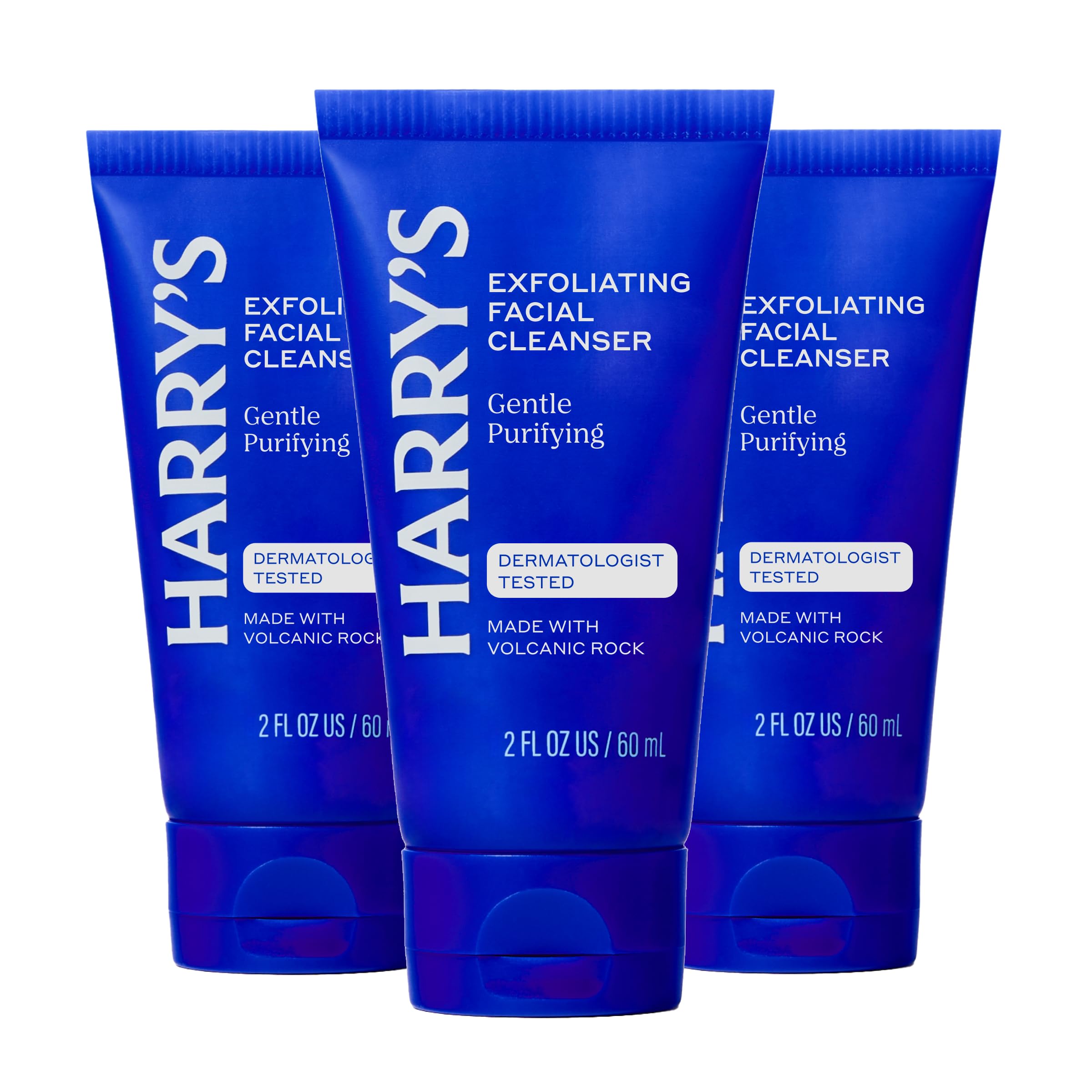 Harry's Exfoliating Face Wash for Men - 5.1 fl oz (3 Pack) | Gentle Facial Skin Care Products with Volcanic Rock Exfoliant - Dermatologist Tested
