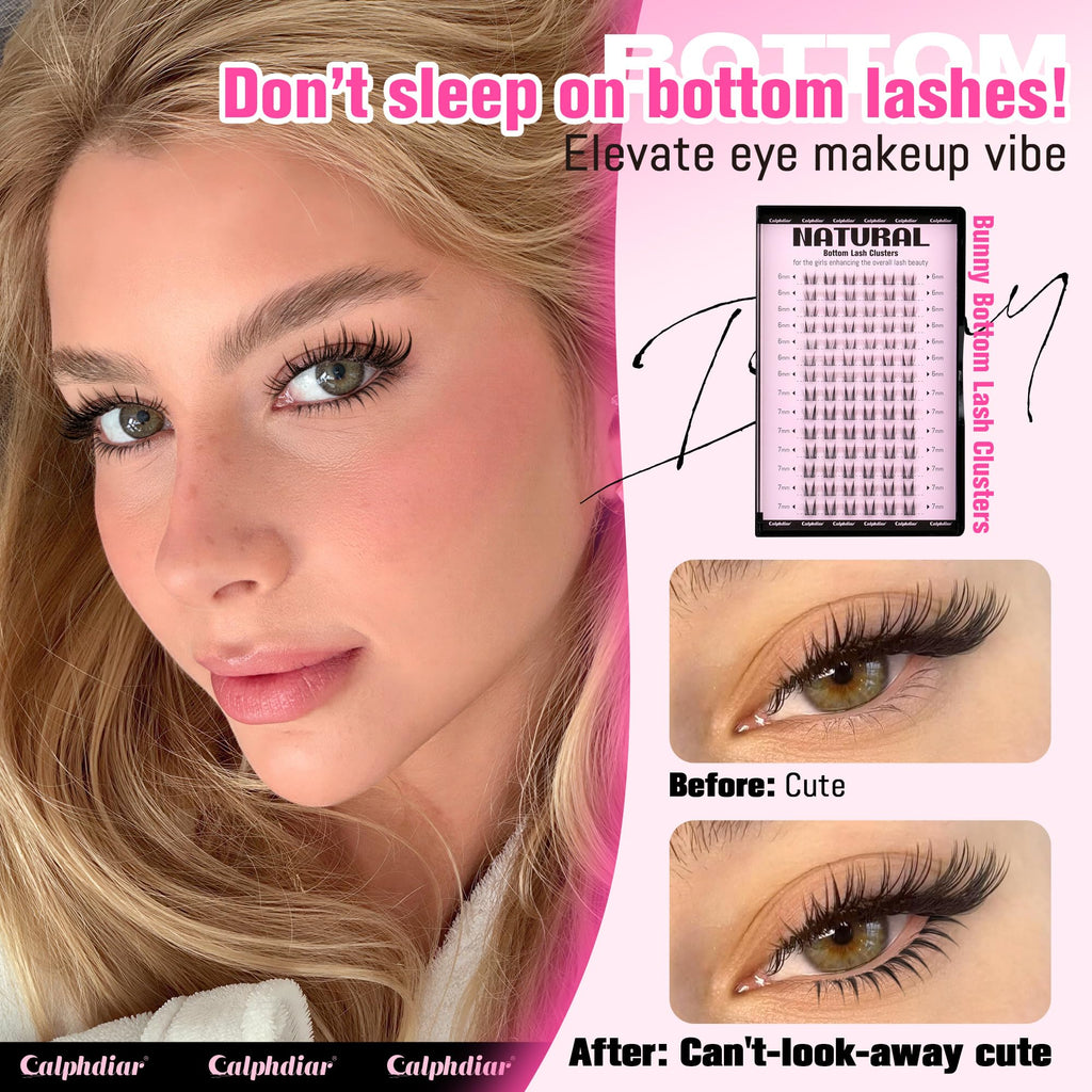 Transform your look with Calphdiar Bottom Lash Clusters for a natural, stunning eye makeup vibe. Verified by CuratCart.