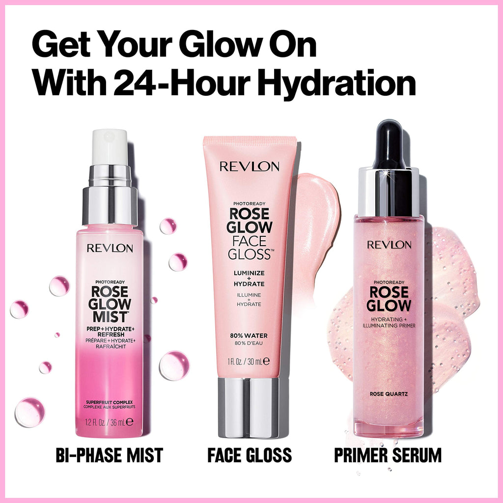 Buy now Revlon PhotoReady Face Gloss Rose Glow Primer, Makeup for All Skin Types, Hydrates, Illuminates & Moisturizes, Infused with Glycerin & Olive Oil Extract, 80% Water, 1 Fl Oz at indiglob india