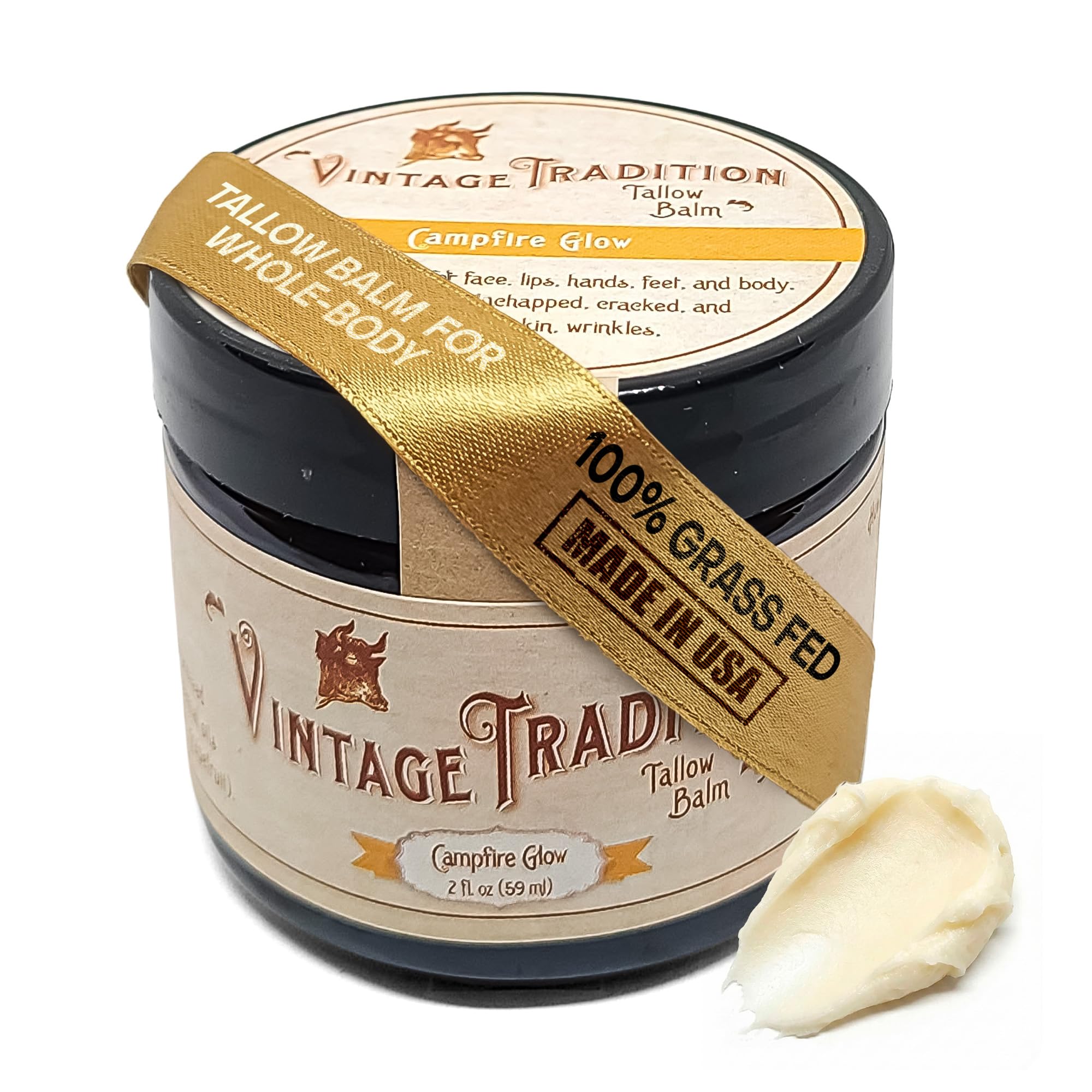 Buy now Vintage Tradition Beef Tallow All Purpose Balm - Healing, Hydrating Weather-Protecting Skin Care Salve Replaces Body Lotion, Hand Cream, More - Essential Oil, Olive Oil, and Grass-Fed Tallow, 2 fl oz. at indiglob india