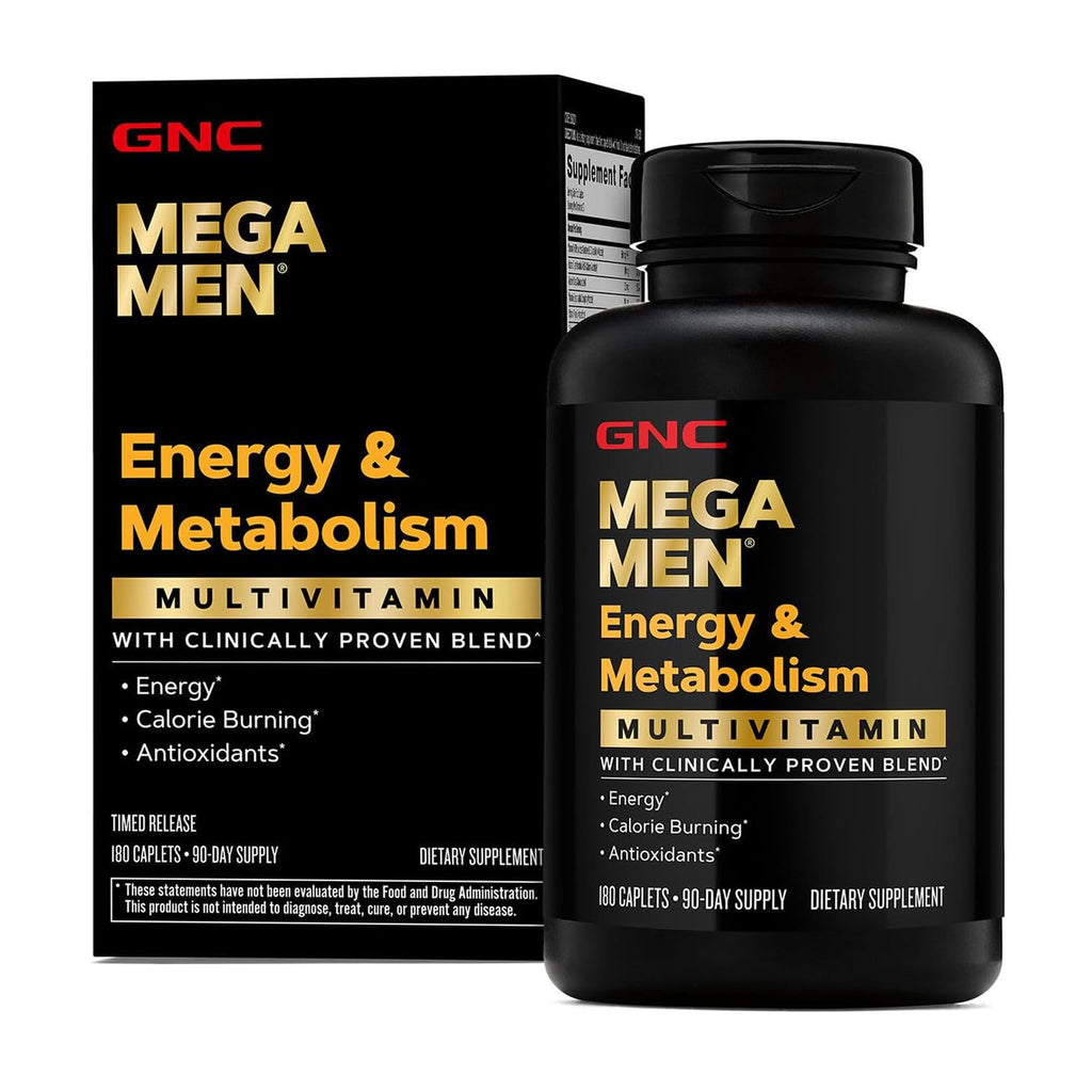 GNC Mega Men Energy & Metabolism Multivitamin for Men, 180 Count | Clinically Studied Antioxidants Support Energy Production, Colon and Prostate Health, Calorie Burning, and Mental Sharpness