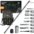 Prime Adventure 15-in-1 Tactical Survival Walking Stick & Hiking Staff – Heavy-Duty Collapsible Multitool for Camping, Hiking & Outdoor Survival Gear (8 Tubes, Premium Build)