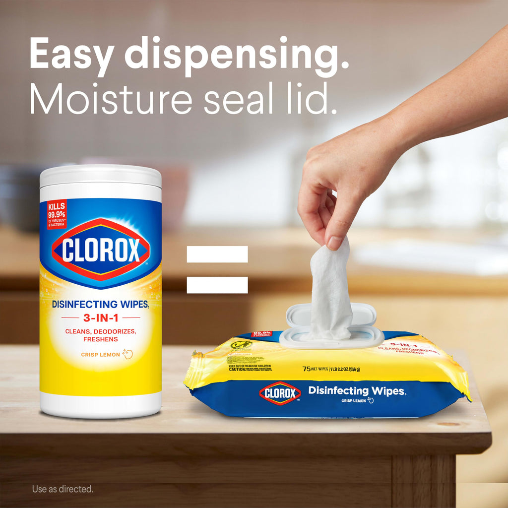 Buy now Clorox Disinfecting Wipes, Bleach Free Cleaning, Crisp Lemon, 75 Count (Pack May Vary) at indiglob india