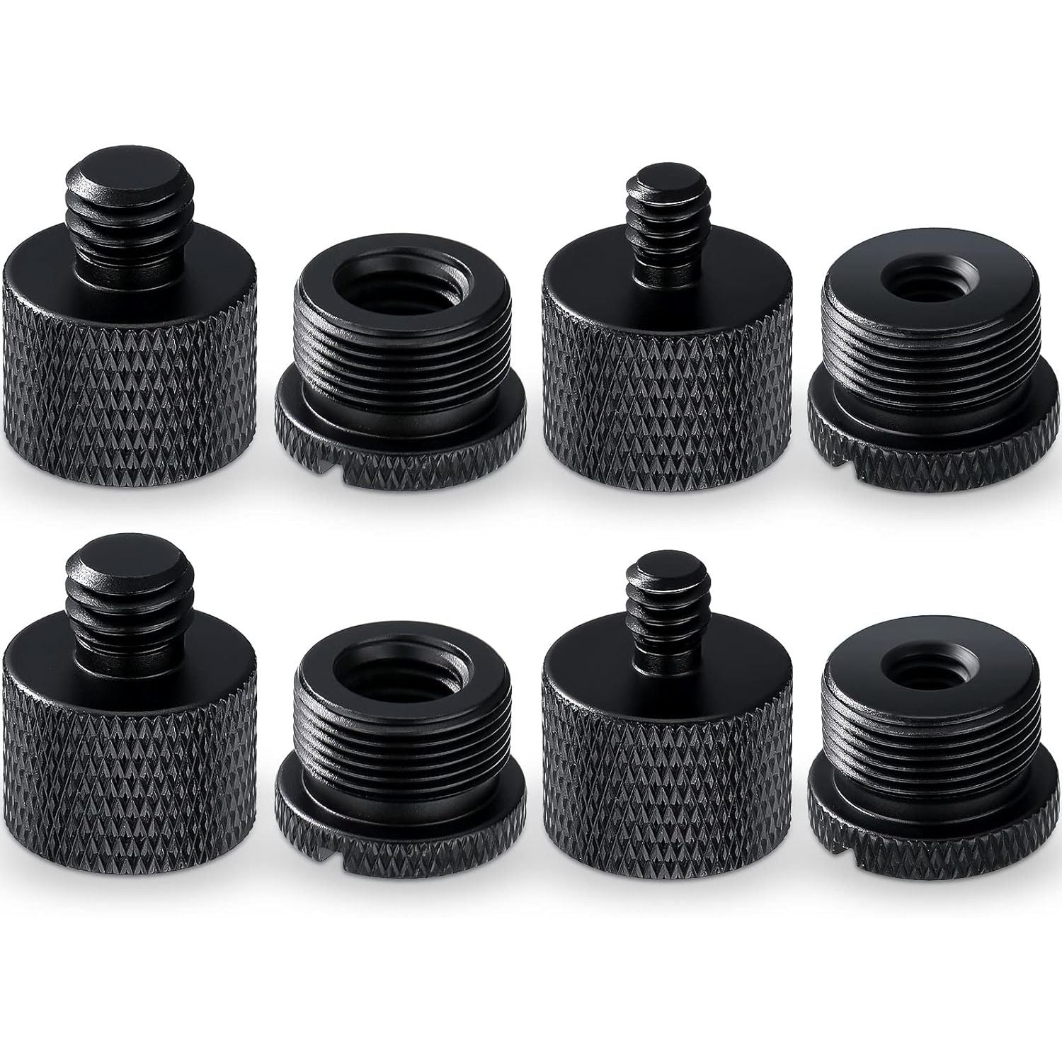 Buy now 8 Pieces Mic Stand Adapter 5/8 Female to 3/8 Male and 3/8 Female to 5/8 Male, 5/8 Female to 1/4 Male and 1/4 Female to 5/8 Male Screw Thread Adapter Mic Thread Adapter Set for Microphone (Black) at indiglob india
